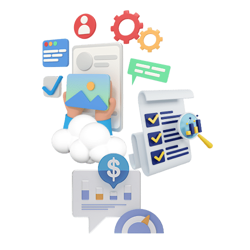 various illustrations displaying seo functions