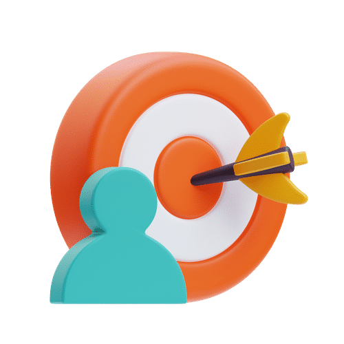a orange  and white target being hit with a person icon to the left