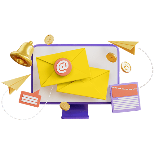 yellow  email icons on a computer screen