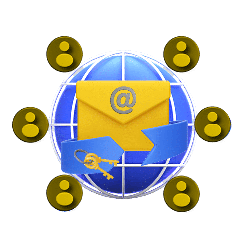 a blue  email icon globe with an email icon in front of it