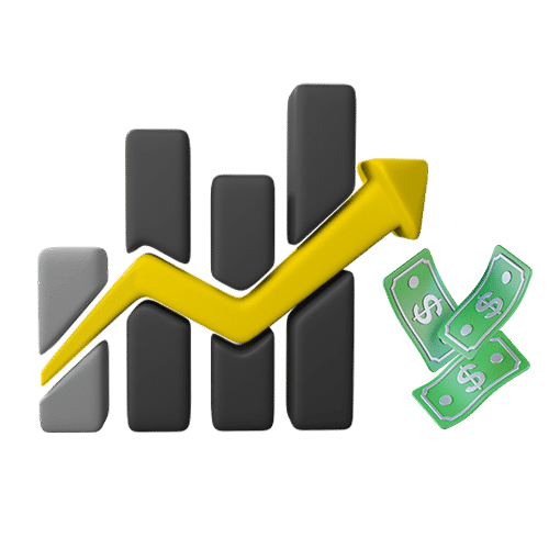 a graph  showing an upwards trend towards money