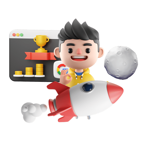 a man  sitting behind a rocket going to the moon