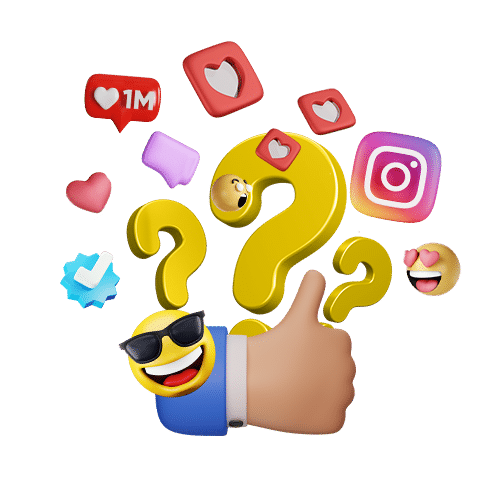 yellow  question marks behind the instagram logo