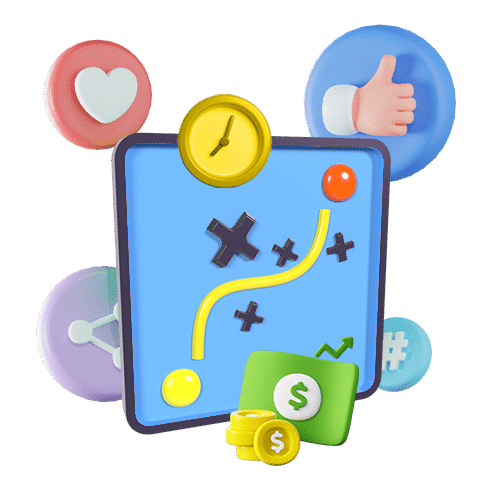 Illustration  showing an upwards trending graph and a thumbs up.