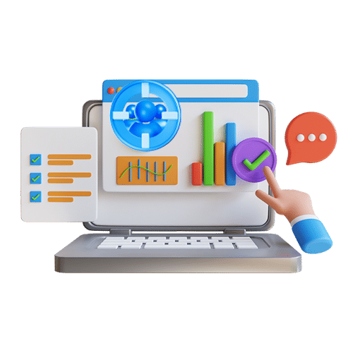Computer  illustration showing graphs and icons