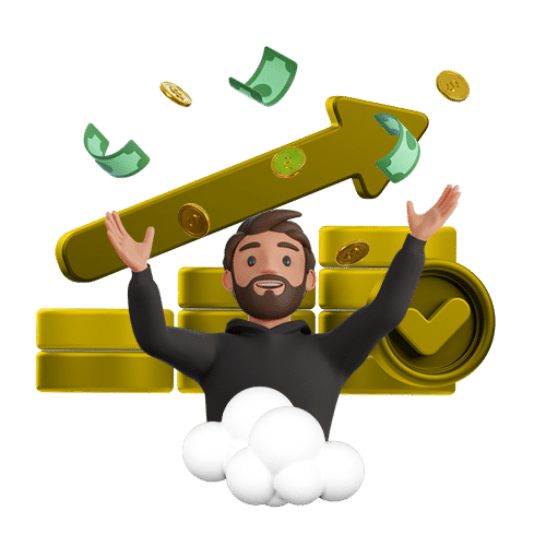 man  celebrating and throwing money in to the air
