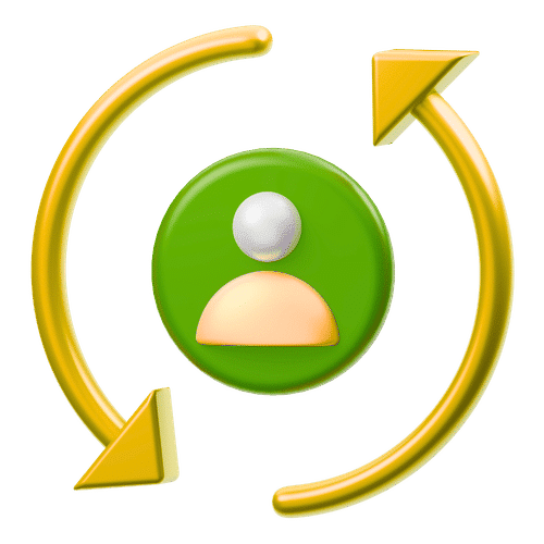 an icon  of a person with an arrow rotating around it